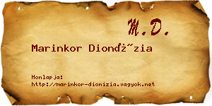Marinkor Dionízia névjegykártya